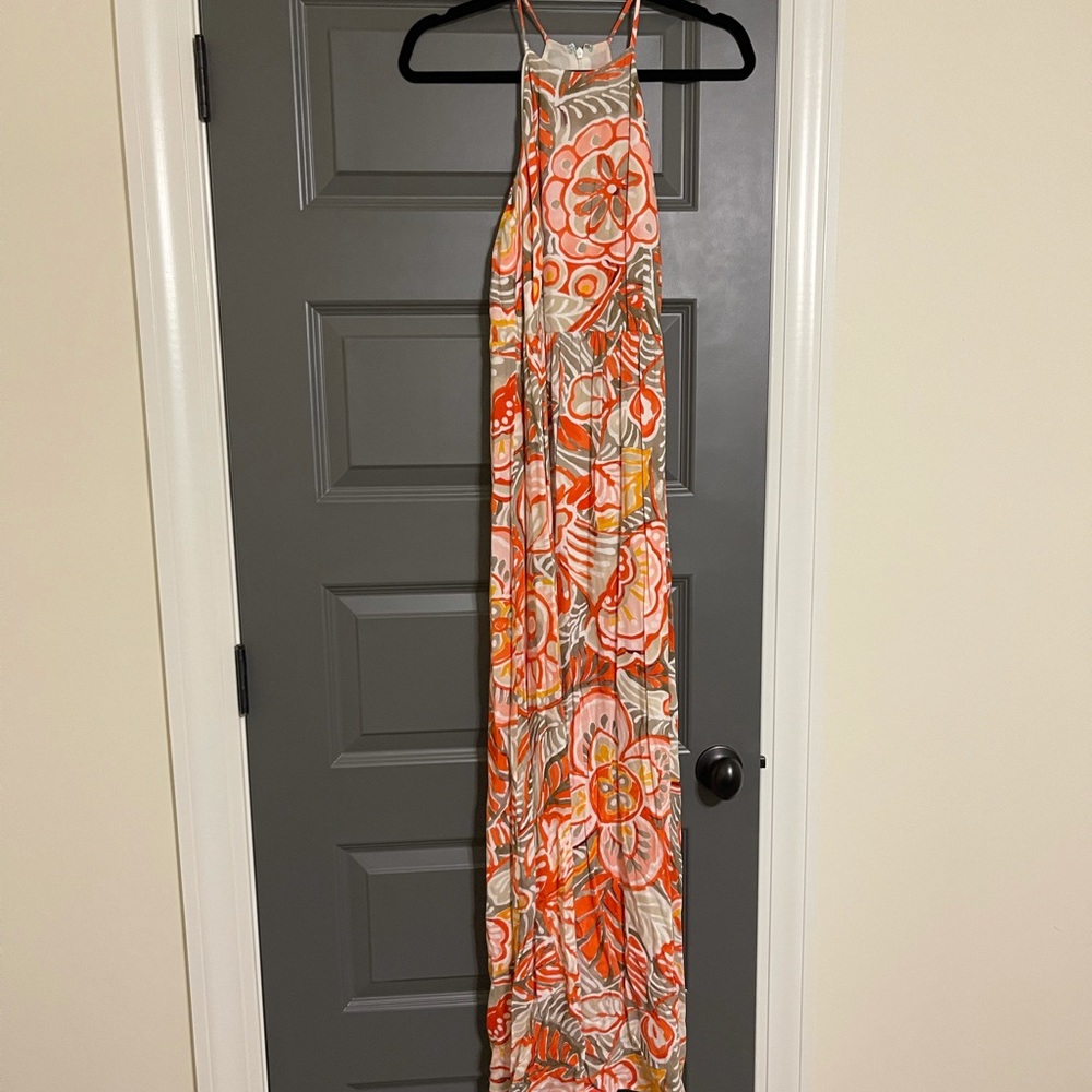 Beautiful Loft orange floral maxi dress